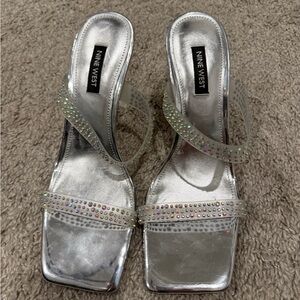 Nine West Silver Rhinestone Heels
